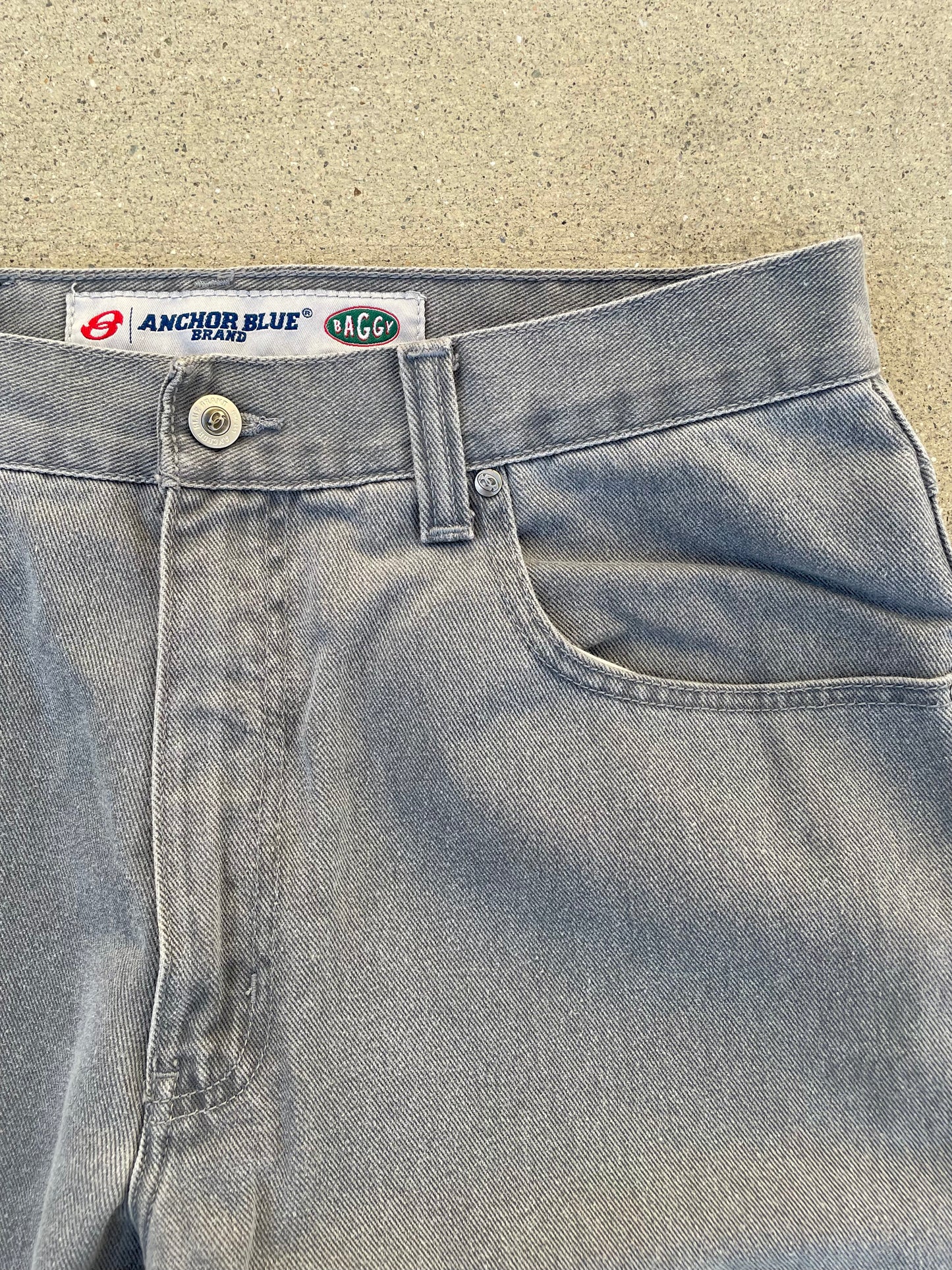 00s BAGGY ANCHOR BLUE DENIM PANTS / 36