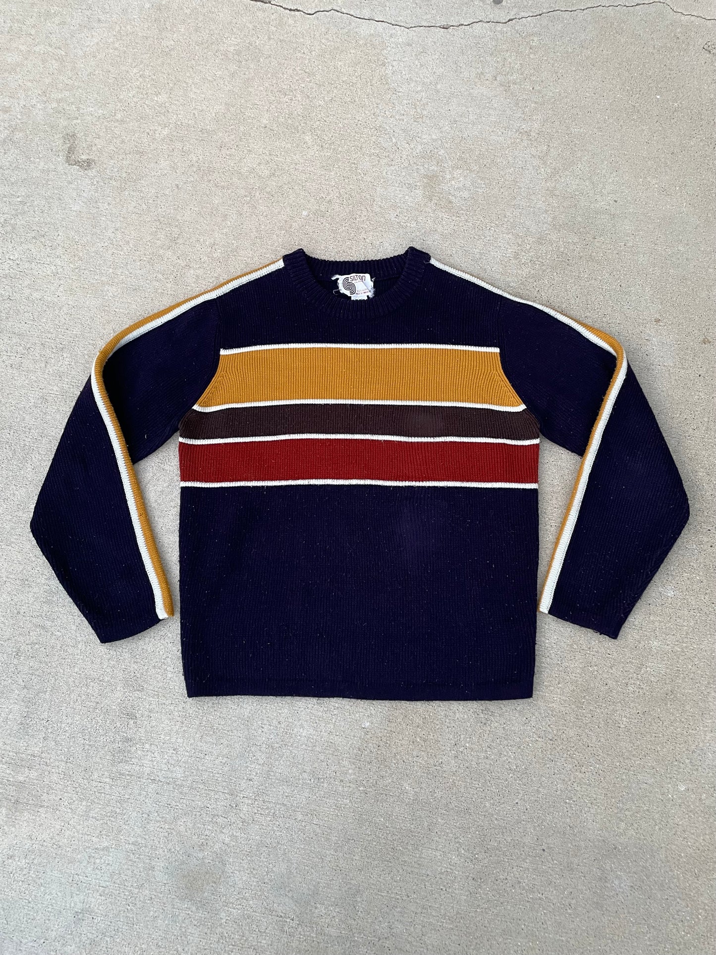 70s 80s SILTON STRIPED ACRYLIC SWEATER / L