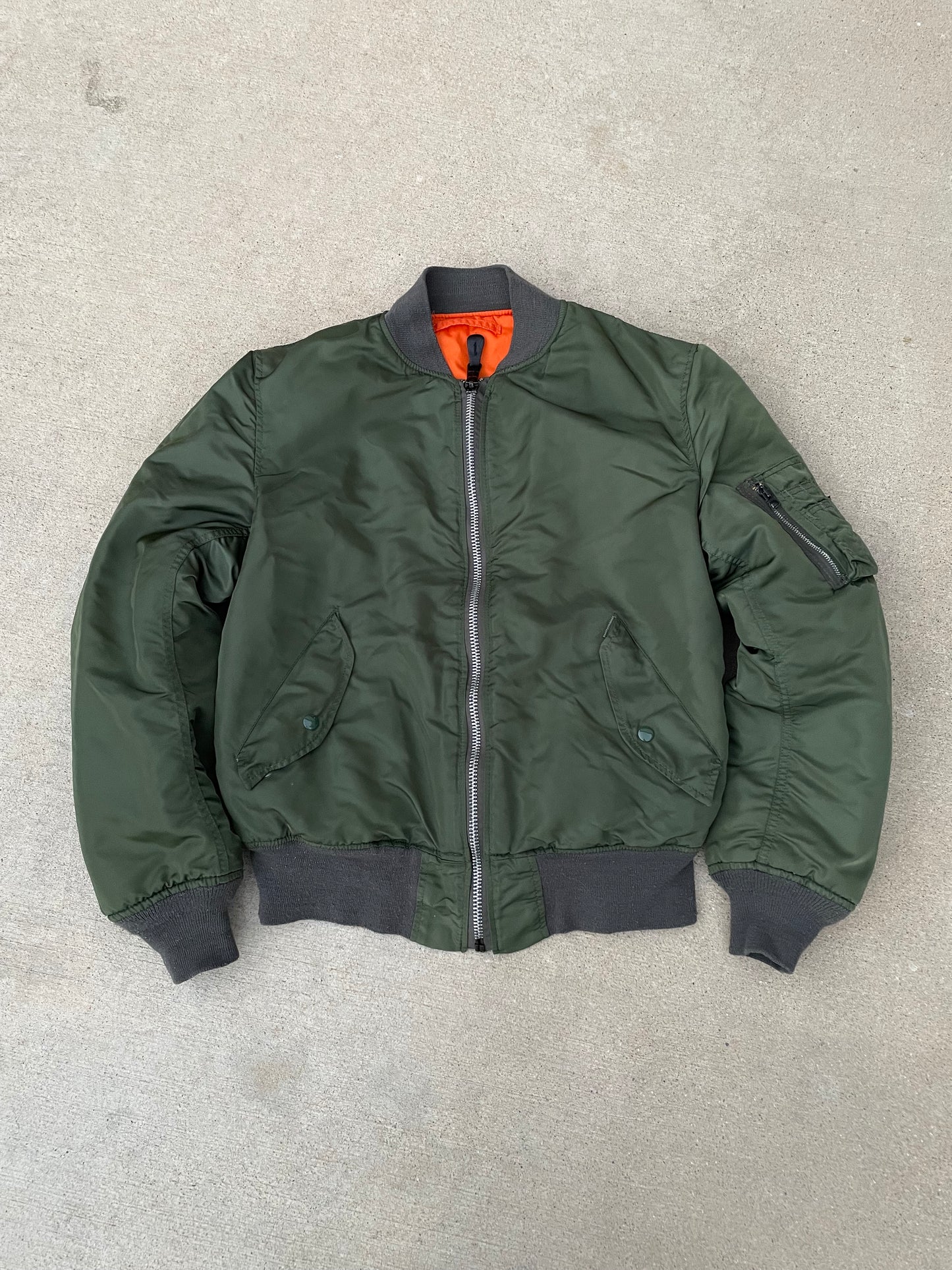 80s MILITARY FLIGHT USA REVERSIBLE BOMBER JACKET / M