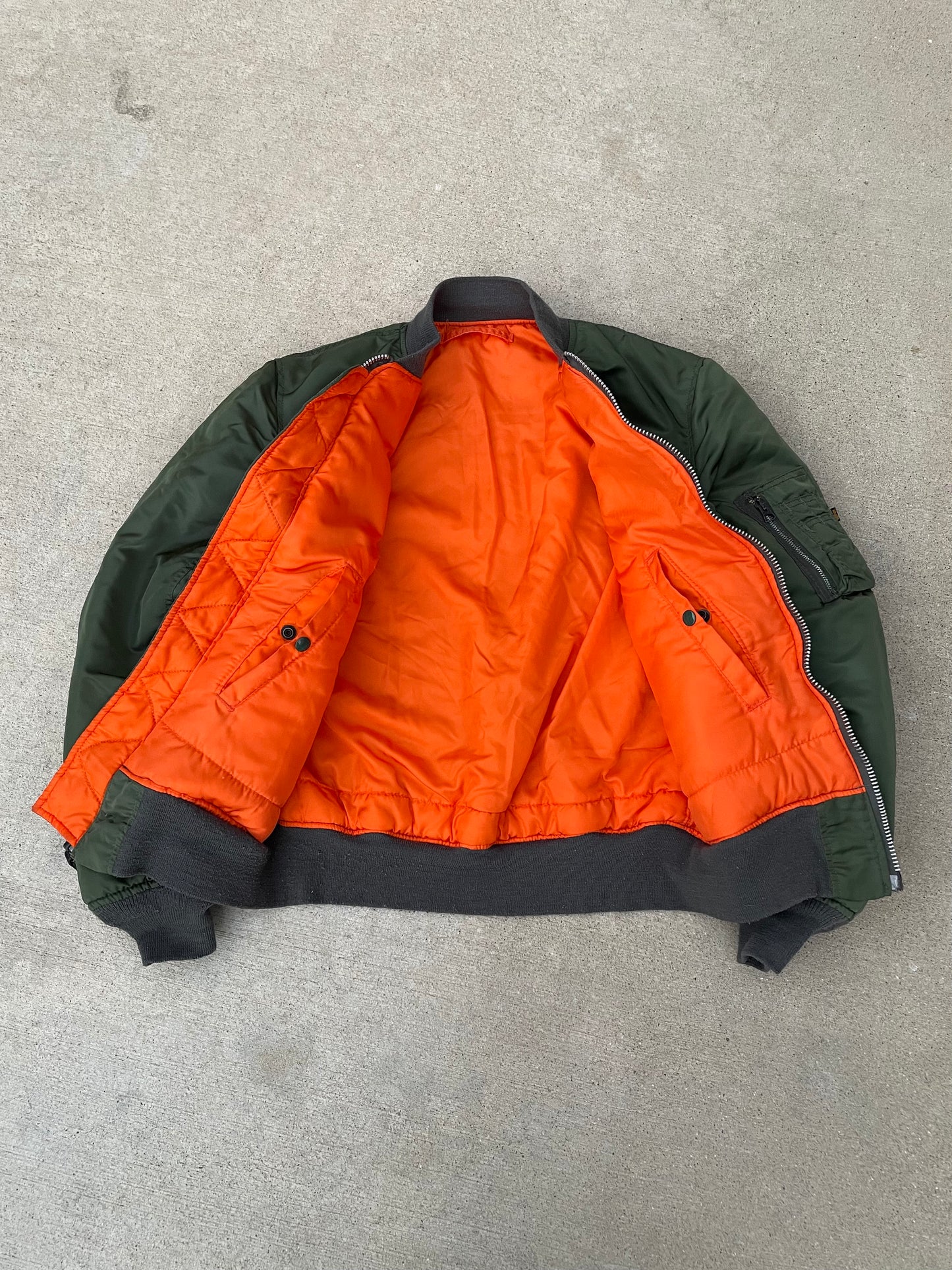 80s MILITARY FLIGHT USA REVERSIBLE BOMBER JACKET / M
