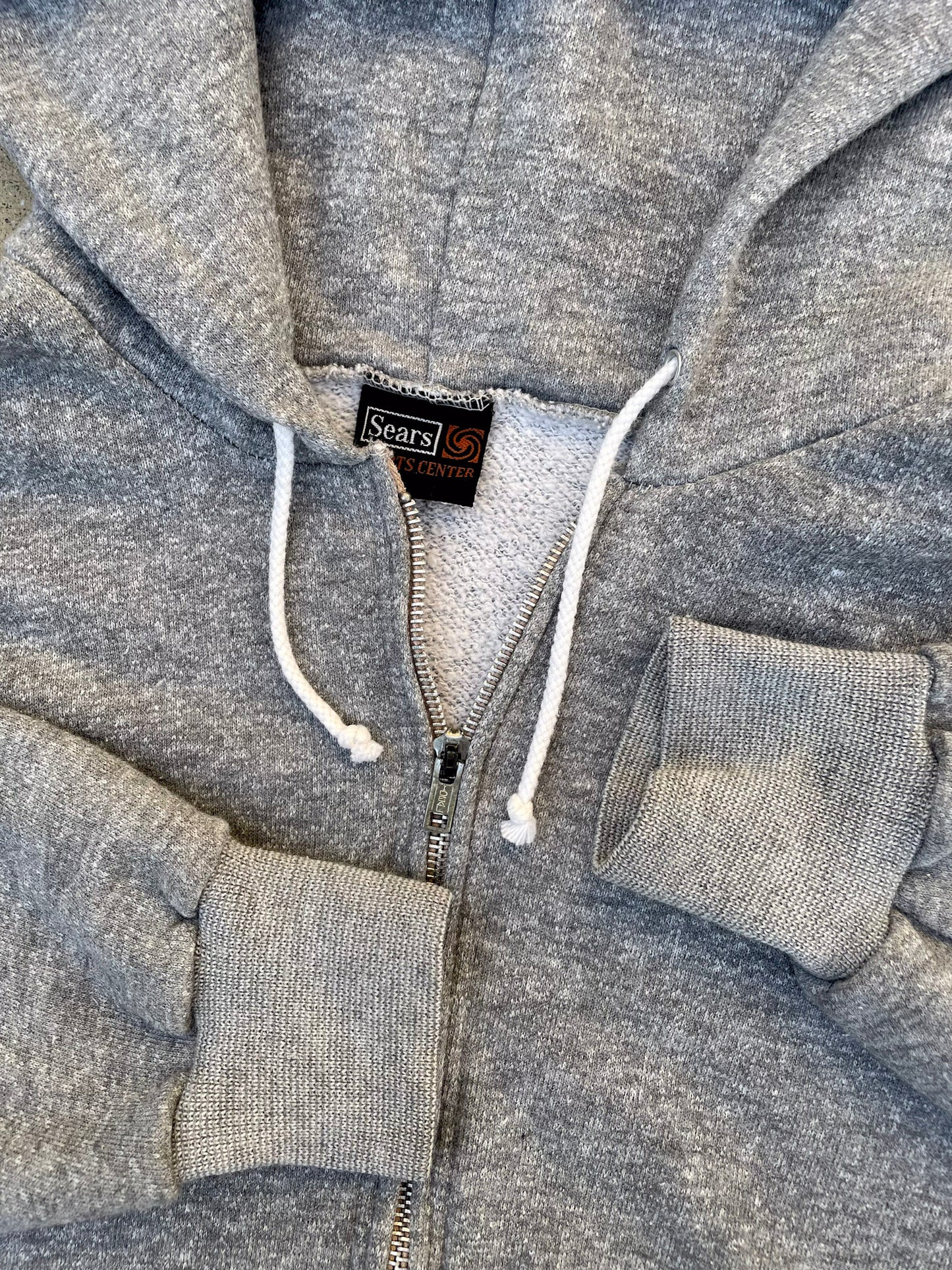 80s SEARS HEATHER GRAY ZIP UP HOODIE / L